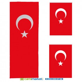 Minber Perdesi  3 Lü Takım- Storlu-Türk Bayrağı 